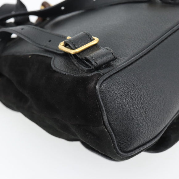GUCCI Bamboo Rucksack Veloursleder Schwarz Auth BA6791