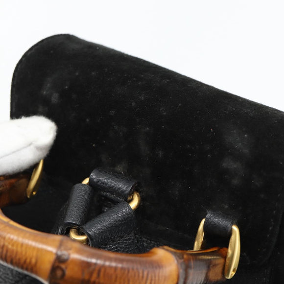 GUCCI Bamboo Rucksack Veloursleder Schwarz Auth BA6791