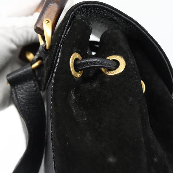 GUCCI Bamboo Rucksack Veloursleder Schwarz Auth BA6791