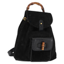 GUCCI Bamboo Backpack Suede Leather Black Auth BA6791-1