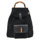 GUCCI Bamboo Rucksack Veloursleder Schwarz Auth BA6791-13