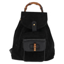 GUCCI Bamboo Backpack Suede Leather Black Auth BA6791-13
