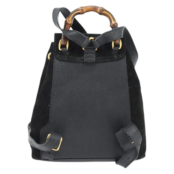 GUCCI Bamboo Rucksack Veloursleder Schwarz Auth BA6791