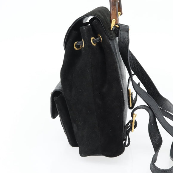 GUCCI Bamboo Rucksack Veloursleder Schwarz Auth BA6791