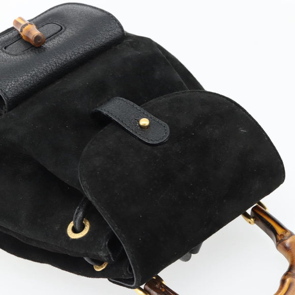GUCCI Bamboo Rucksack Veloursleder Schwarz Auth BA6791