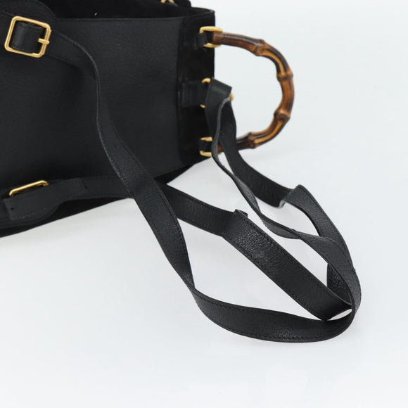 GUCCI Bamboo Rucksack Veloursleder Schwarz Auth BA6791