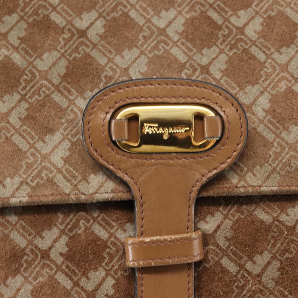 Salvatore Ferragamo Shoulder Bag Suede Beige Auth ba6792