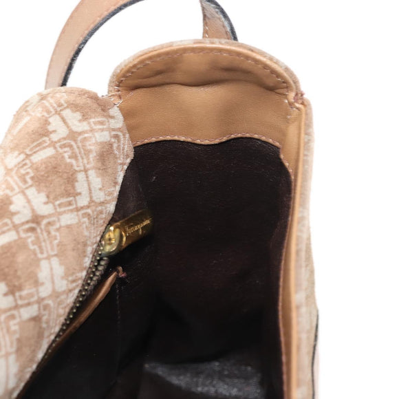 Salvatore Ferragamo Shoulder Bag Suede Beige Auth ba6792