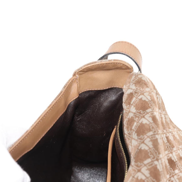 Salvatore Ferragamo Shoulder Bag Suede Beige Auth ba6792