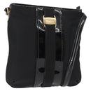 Salvatore Ferragamo Vala Shoulder Bag Nylon Enamel Black Auth BA6793-1