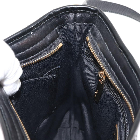 Salvatore Ferragamo Vala Shoulder Bag Nylon Enamel Black Auth BA6793