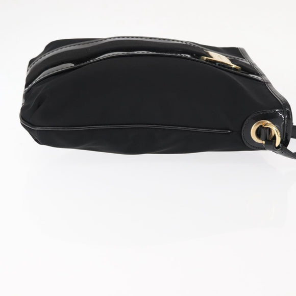Salvatore Ferragamo Vala Shoulder Bag Nylon Enamel Black Auth BA6793