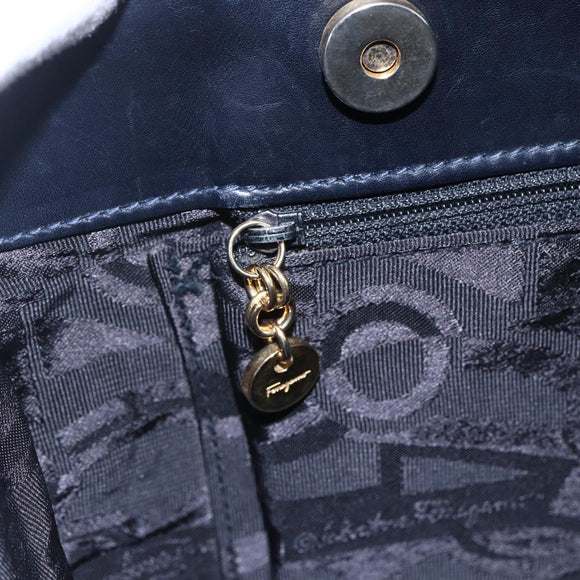 Salvatore Ferragamo Vala Tote Bag Leather Navy Auth ba6794
