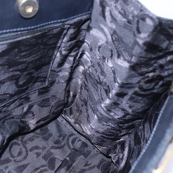 Salvatore Ferragamo Vala Tote Bag Leather Navy Auth ba6794