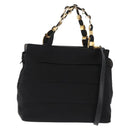 Salvatore Ferragamo Vala Hand Bag Canvas 2way Black Auth BA6795-1