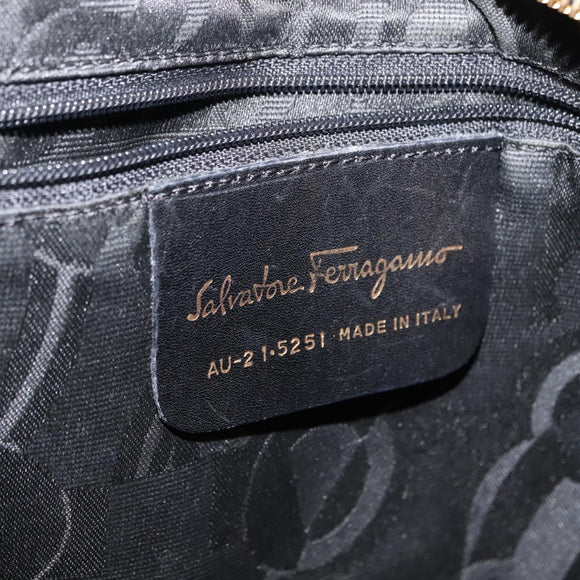 Salvatore Ferragamo Vala Hand Bag Canvas 2way Black Auth BA6795