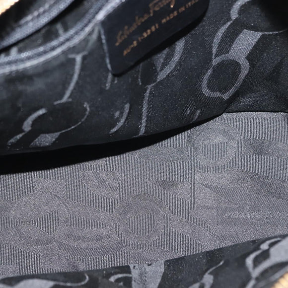 Salvatore Ferragamo Vala Hand Bag Canvas 2way Black Auth BA6795