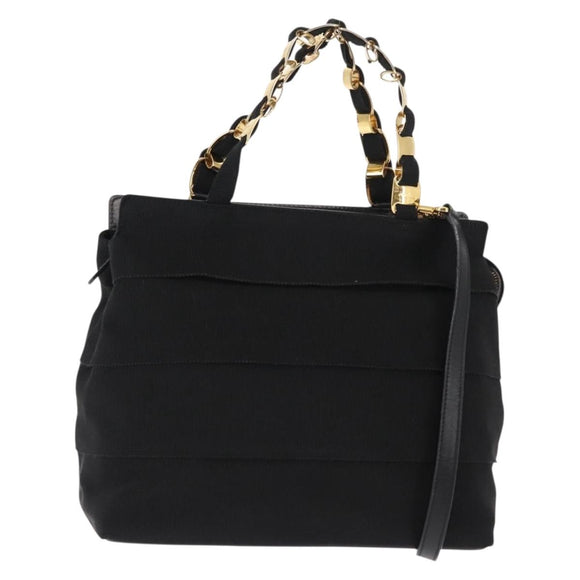 Salvatore Ferragamo Vala Handtasche Canvas 2-Wege Schwarz Auth BA6795