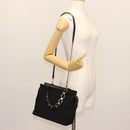 Salvatore Ferragamo Vala Hand Bag Canvas 2way Black Auth BA6795-22