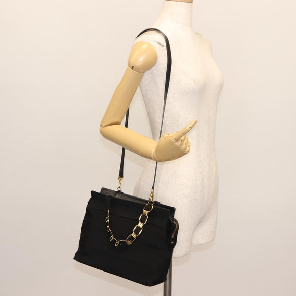 Salvatore Ferragamo Vala Handtasche Canvas 2-Wege Schwarz Auth BA6795