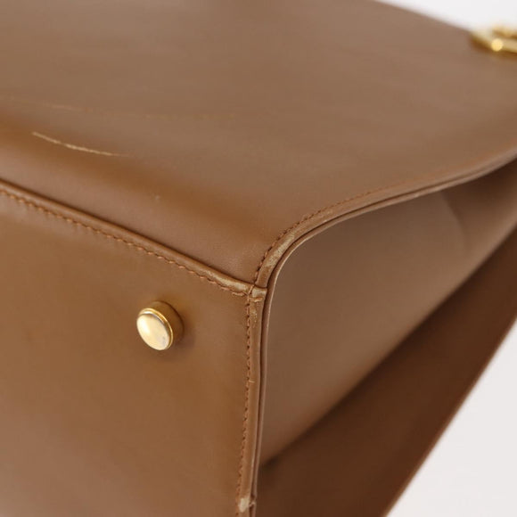 Salvatore Ferragamo Gancini Shoulder Bag Leather Beige Auth BA6798