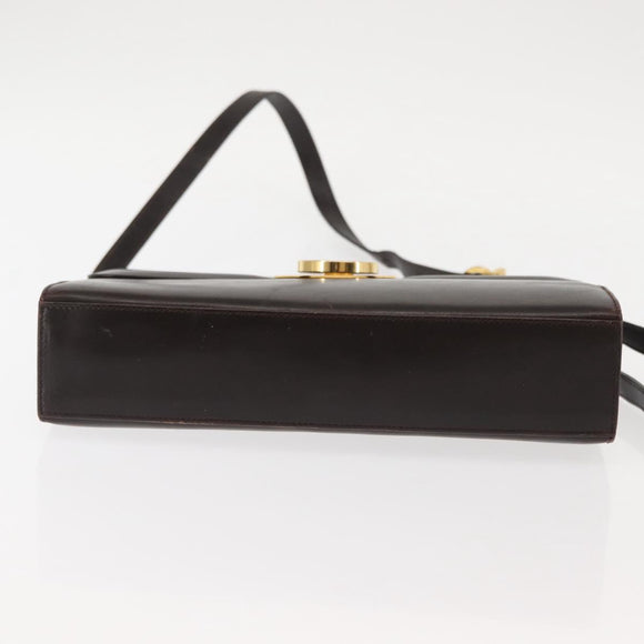 Salvatore Ferragamo Gancini Shoulder Bag Leather Brown Auth BA6800