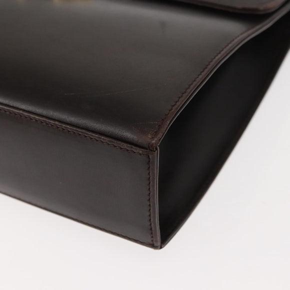 Salvatore Ferragamo Gancini Shoulder Bag Leather Brown Auth BA6800