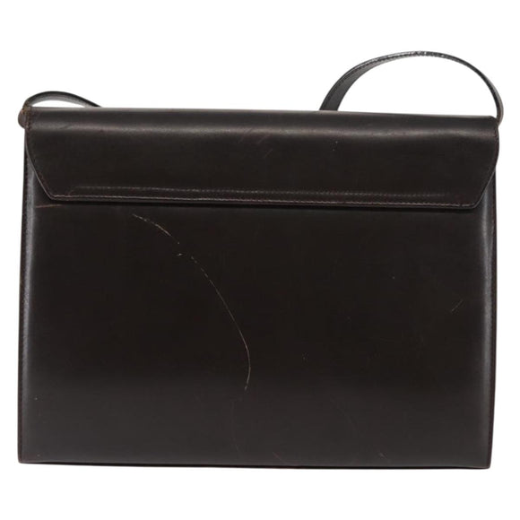 Salvatore Ferragamo Gancini Shoulder Bag Leather Brown Auth BA6800