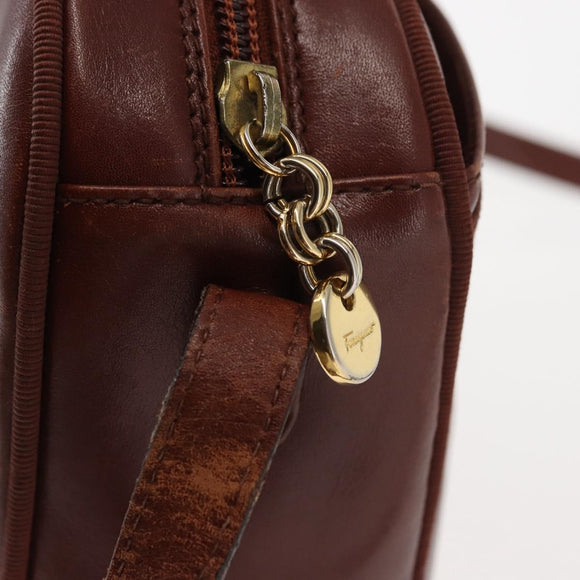 Salvatore Ferragamo Vala Shoulder Bag Leather Brown Auth BA6801