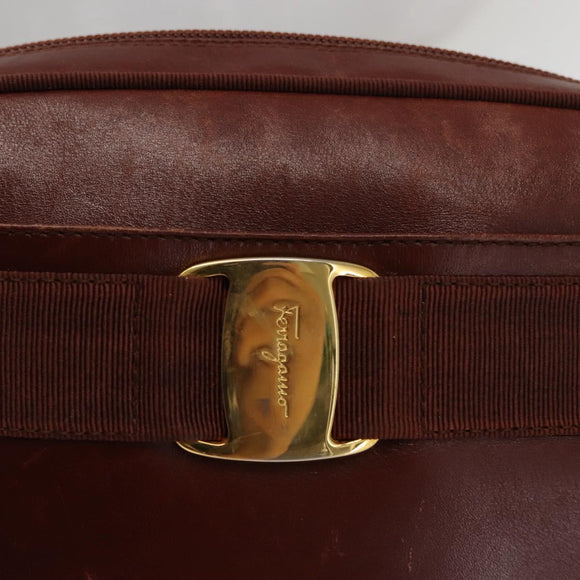 Salvatore Ferragamo Vala Shoulder Bag Leather Brown Auth BA6801