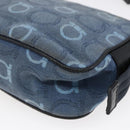 Salvatore Ferragamo Gancini Shoulder Bag Canvas Blue Auth BA6804-12