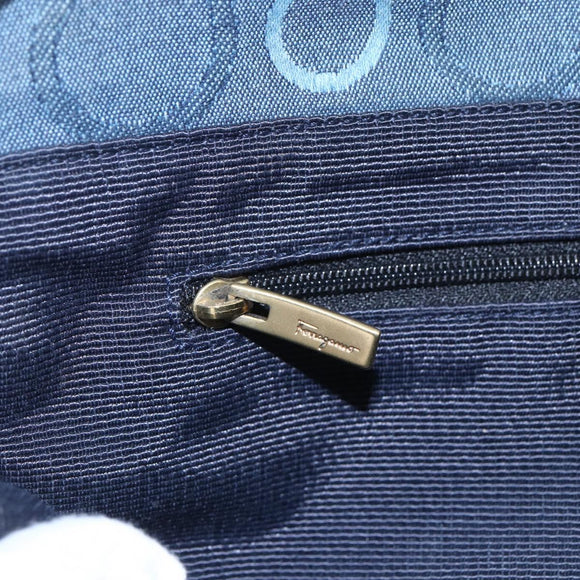 Salvatore Ferragamo Gancini Shoulder Bag Canvas Blue Auth BA6804