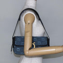 Salvatore Ferragamo Gancini Shoulder Bag Canvas Blue Auth BA6804-20