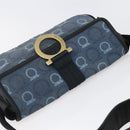 Salvatore Ferragamo Gancini Shoulder Bag Canvas Blue Auth BA6804-6