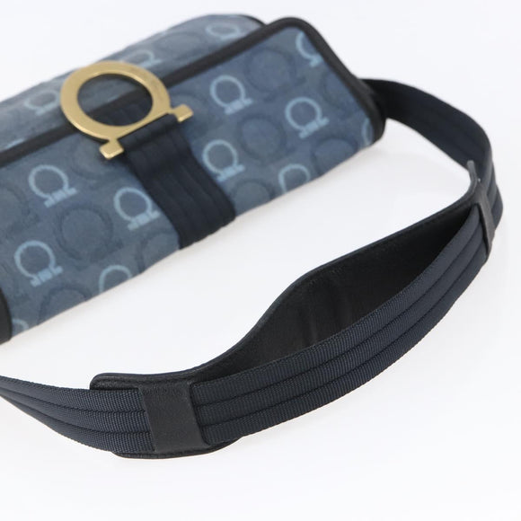Salvatore Ferragamo Gancini Shoulder Bag Canvas Blue Auth BA6804