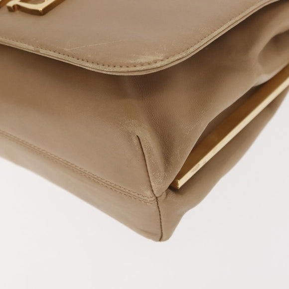 Salvatore Ferragamo Vala Shoulder Bag Leather Beige Auth BA6806