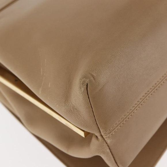 Salvatore Ferragamo Vala Shoulder Bag Leather Beige Auth BA6806