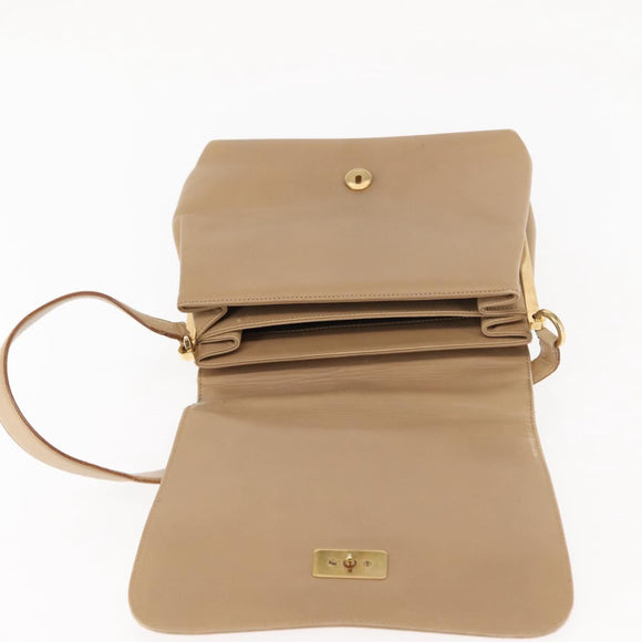 Salvatore Ferragamo Vala Shoulder Bag Leather Beige Auth BA6806