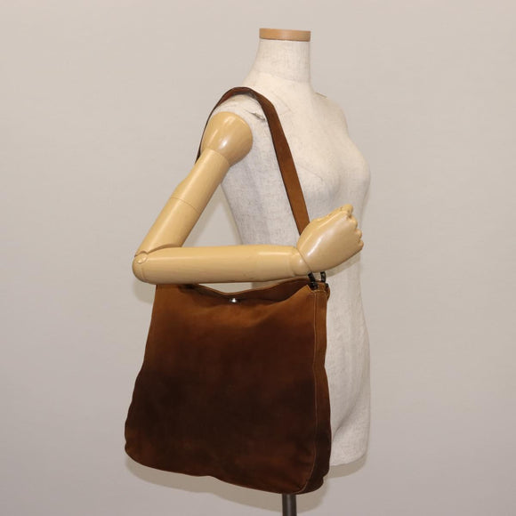 Salvatore Ferragamo Gancini Shoulder Bag Suede Brown Auth BA6808