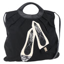 Salvatore Ferragamo Vala Hand Bag Nylon Leather 2way Black Silver Auth BA6809-1