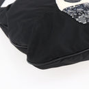 Salvatore Ferragamo Vala Hand Bag Nylon Leather 2way Black Silver Auth BA6809-13