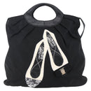 Salvatore Ferragamo Vala Hand Bag Nylon Leather 2way Black Silver Auth BA6809-2