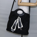 Salvatore Ferragamo Vala Hand Bag Nylon Leather 2way Black Silver Auth BA6809-24