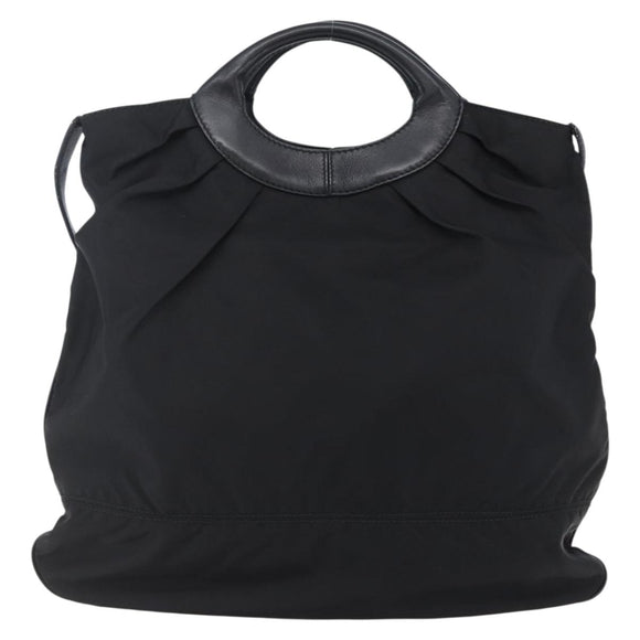 Salvatore Ferragamo Vala Hand Bag Nylon Leather 2way Black Silver Auth BA6809