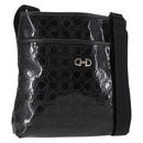 Salvatore Ferragamo Gancini Shoulder Bag Enamel Black Auth BA6810-1