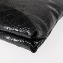 Salvatore Ferragamo Gancini Shoulder Bag Enamel Black Auth BA6810-11