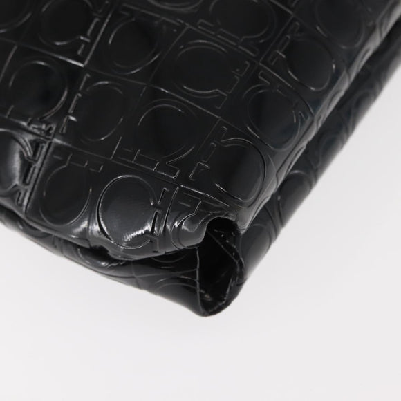 Salvatore Ferragamo Gancini Shoulder Bag Enamel Black Auth BA6810