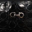 Salvatore Ferragamo Gancini Shoulder Bag Enamel Black Auth BA6810-14