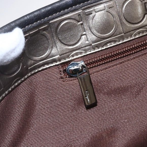 Salvatore Ferragamo Gancini Tote Bag Enamel Gold Auth BA6811