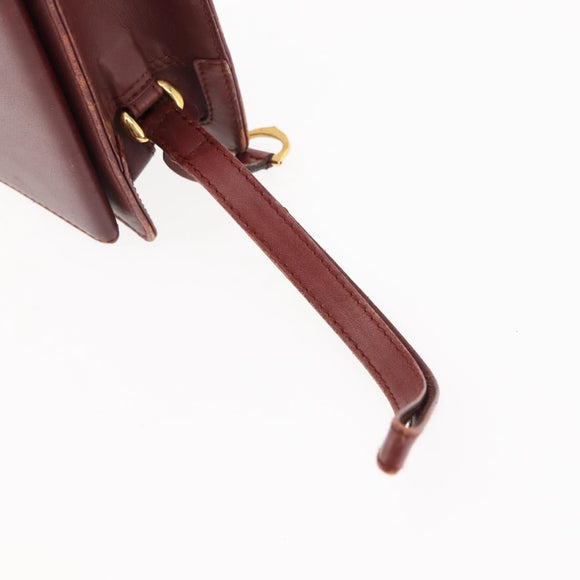 CARTIER Must Line Clutch Bag Leather Bordeaux Auth BA6812